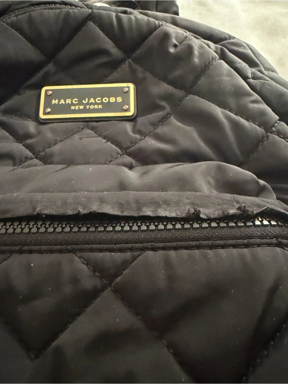 Marc Jacobs Black Quilted Nylon Backpack with Gold Plaque - Picture 3 of 7